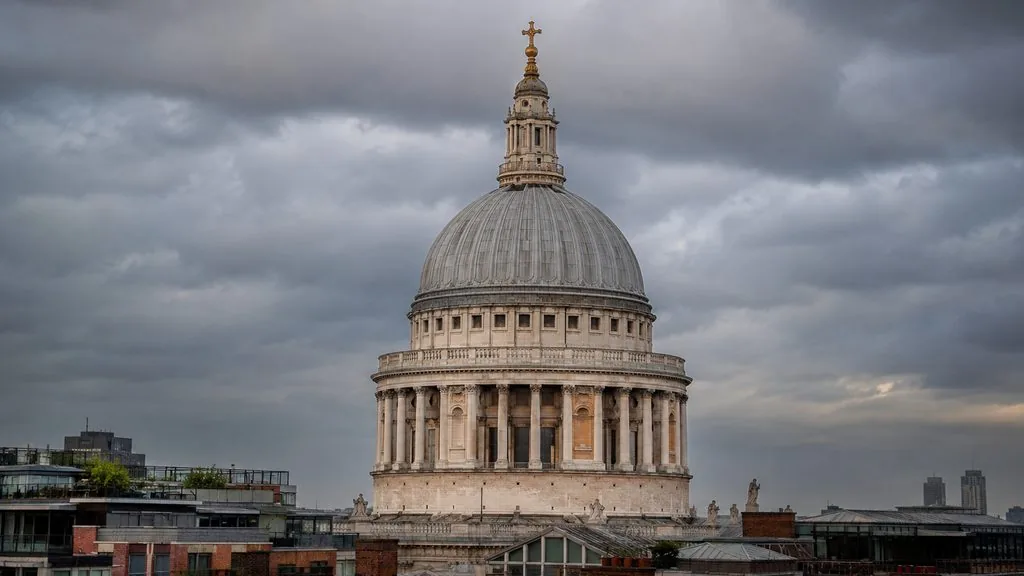 The dome of St Paul’s Cathedral, 111 metres above the City of London